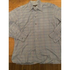 Ermenegildo Zegna Shirt Mens Plaid Italian Designer Large Made In Italy
